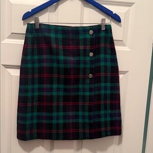 Talbots Green and Red Plaid Mini Skirt